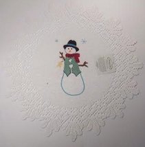 15 Inch Round Lace Doily with Snowmen (Snowman B) - $15.00