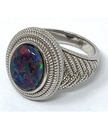 Australian Opal Triplet Sterling Silver Textured Ring from QVC, Size 6 - $33.24