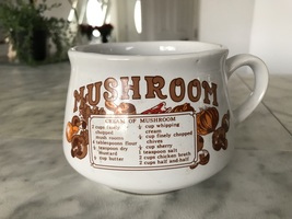 Vintage Recipe Soup Bowl Mug Cup Cream Of Mushroom Soup Ceramic - $6.99
