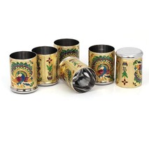 Peacock Design, Handmade Stainless Steel Glass Set for Home and Kitchen (Gold) 6 - £57.82 GBP