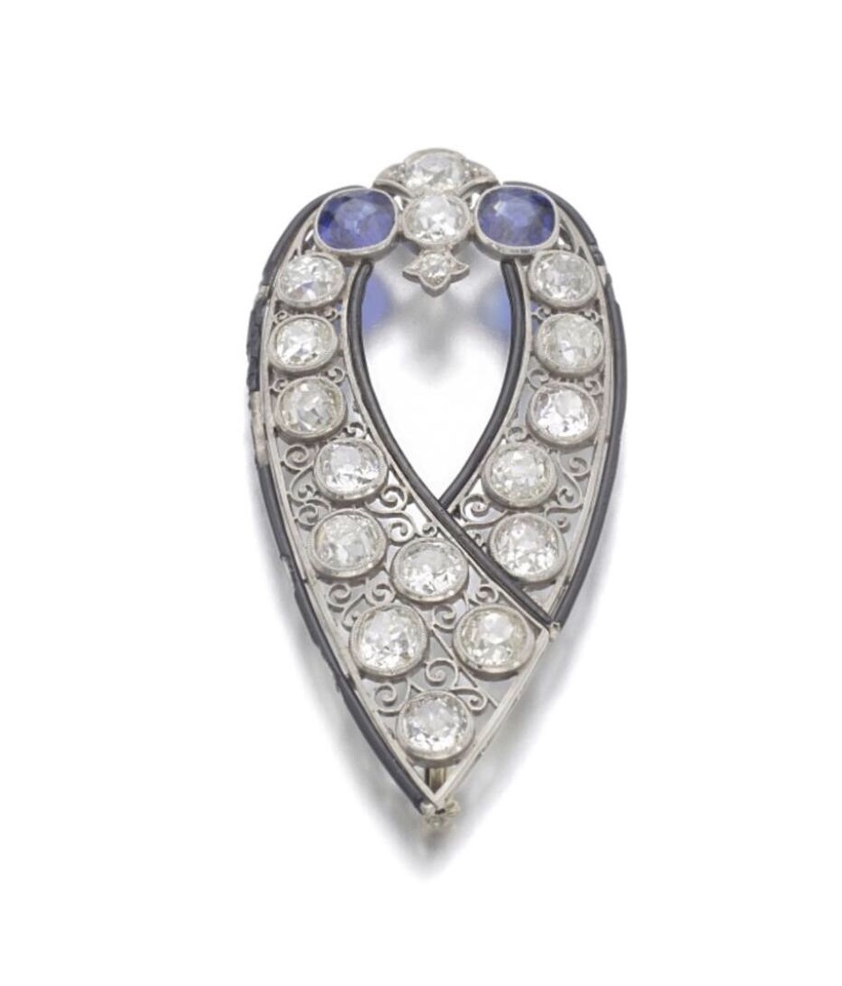Primary image for 2 ct Diamond 50 Cent Sapphire 925 Sterling Silver Brooch