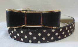 Nwt Kate Spade Leather Bow Belt Polka Dot Brown In The Loop Sz L Msrp $70 - £31.42 GBP