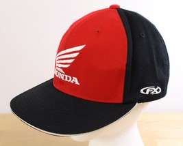 Honda FX Flex Fit Hat Size S/M Big Wing Logo Red Black Acrylic Wool - $20.26 CAD