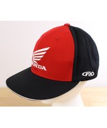 Honda FX Flex Fit Hat Size S/M Big Wing Logo Red Black Acrylic Wool - $20.34 CAD