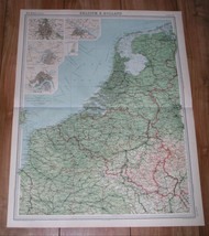 1922 Vintage Map Of Holland Netherlands Amsterdam Rotterdam Antwerp Belgium - £23.34 GBP