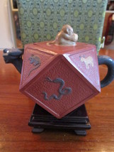 Chinese ceramic tea pot with stand by Yi Lin, 5 1/2 Hx 4, NIB RARE SILK BOX - £98.94 GBP