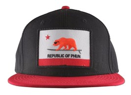 Team Phun Black Red Republic Of phun Cali Surfing Bear Patch Snapback Hat Cap NW - £11.52 GBP
