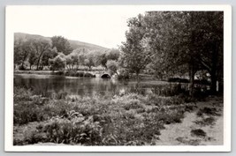 RPPC Beautiful Lake Scene With Stone Arch Bridge Real Photo c1950s Postcard U21 - £7.82 GBP