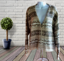 Woolrich Fair Isle Cardigan Zip Sweater Women&#39;s Size L Small Stain - £27.93 GBP