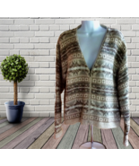 Woolrich Fair Isle Cardigan Zip Sweater Women&#39;s Size L Small Stain - £27.52 GBP