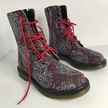 Y’s x Dr Martens 7 Boot Paisley Blue Red Laces Canvas Leather Gum Bottom... - £130.96 GBP