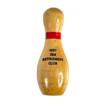 IBM San Jose CA Retirement Club 1997 Vtg Mini Wood Bowling Pin 4&quot; Commemorative - £19.16 GBP