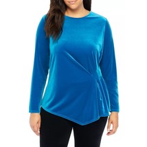 NWT Womens Plus Size 3X The Limited Mykonos Blue Ruched Side Velvet Top - £19.98 GBP