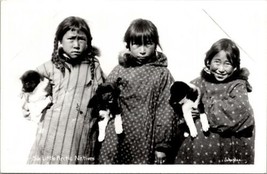 Eskimo Girls W/ Dogs 6 Little Arctic Natives Real Photo Rppc Postcard U12 - $14.95