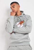 Nike Club Fleece Shatter Baseball Pullover Hoodie Men&#39;s Size MD Gray - £47.44 GBP