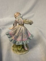 VTG Lefton China Lady Dancing With Basket Of Flowers 4” - £10.54 GBP
