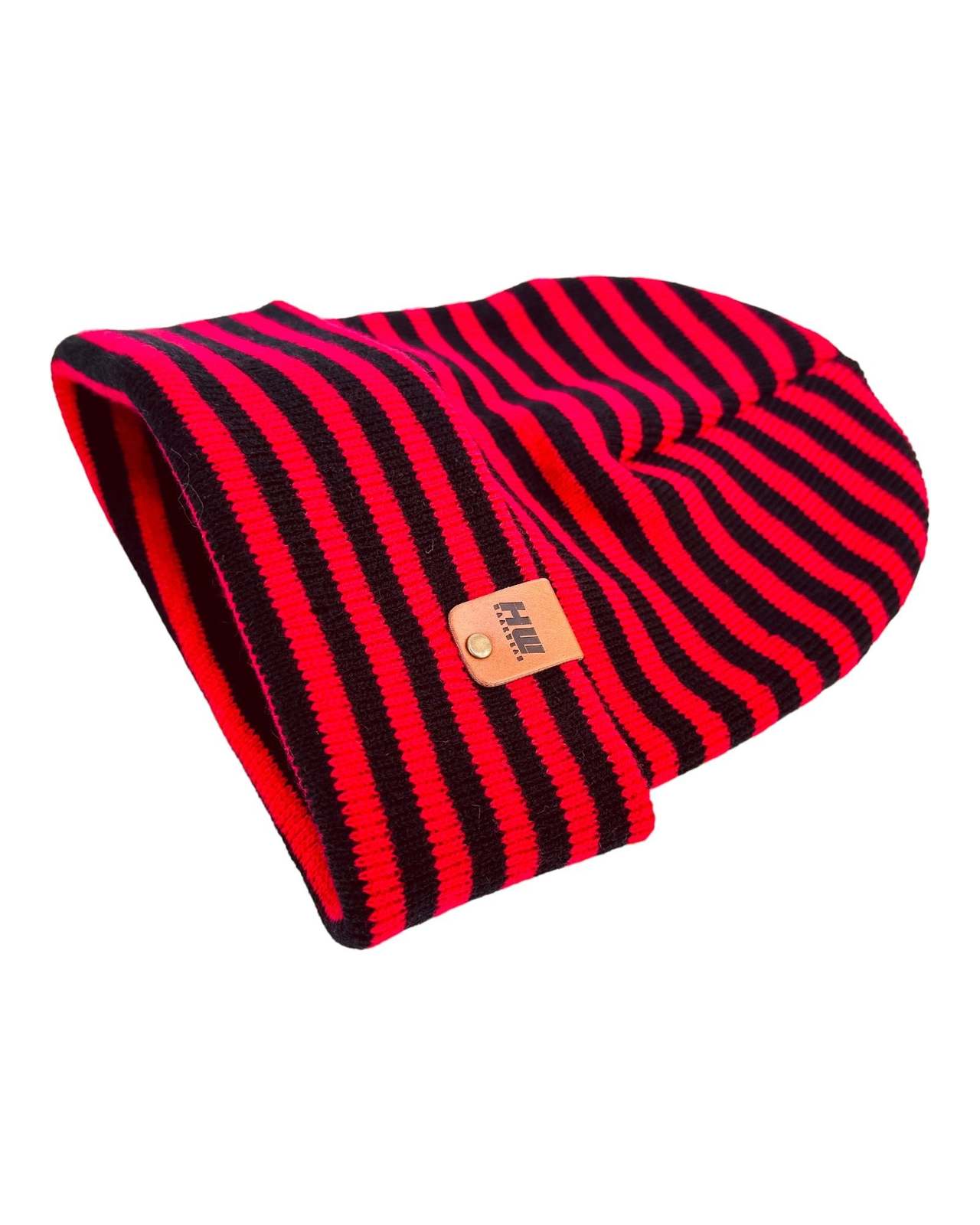 HAAKWEAR Classic RORO Cuffed Beanie / Hat - Black / Red, Made in USA - $29.00