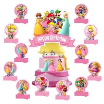 19Pcs Princess Peach Table Centerpieces, Princess Peach Birthday Party Supplies  - £11.35 GBP