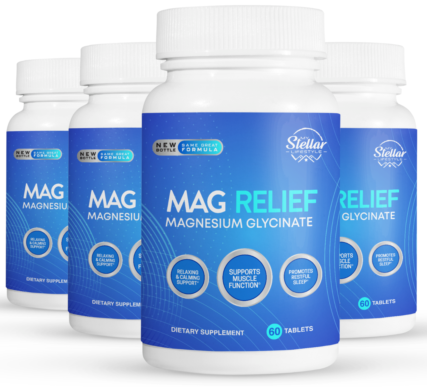 Primary image for 4 Pack Mag Relief, supports muscle function & relaxing-60 Tablets x4