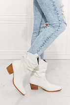 MMShoes Scrunch Cowboy Cowgirl Bootie Ankle Boots with Heel in White Bet... - $56.00