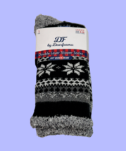 DF Dearfoams Double Layer Slipper Socks Women 4-10 Black Gray Poly-Nylon... - $9.87