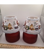 hobby lobby Candle Votive Snowy Town Red Base - $30.66 CAD