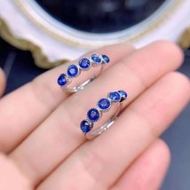 Small Sri Lanka Sapphire Stud Earrings 3mm*3Natural Sapphire Earrings 925 Silver - £58.48 GBP