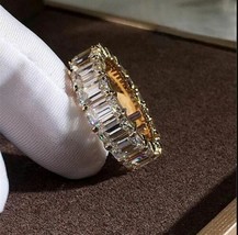 3Ct Smeraldo Diamanti Finti Completo Eternity Fascia 14K Placcato Oro Giallo - £90.64 GBP