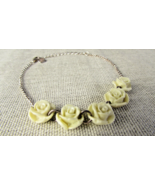 Vintage 925 Silver &amp; Bakelite Cream Rose Bracelet - £42.18 GBP