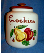 Vintage Hand-painted Ceramic Fruit-Decorated California Cookie Jar w/Woo... - £32.82 GBP