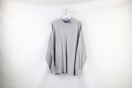 Vintage 90s Reebok Mens XL Distressed Mock Neck Long Sleeve T-Shirt Heather Gray - £23.62 GBP