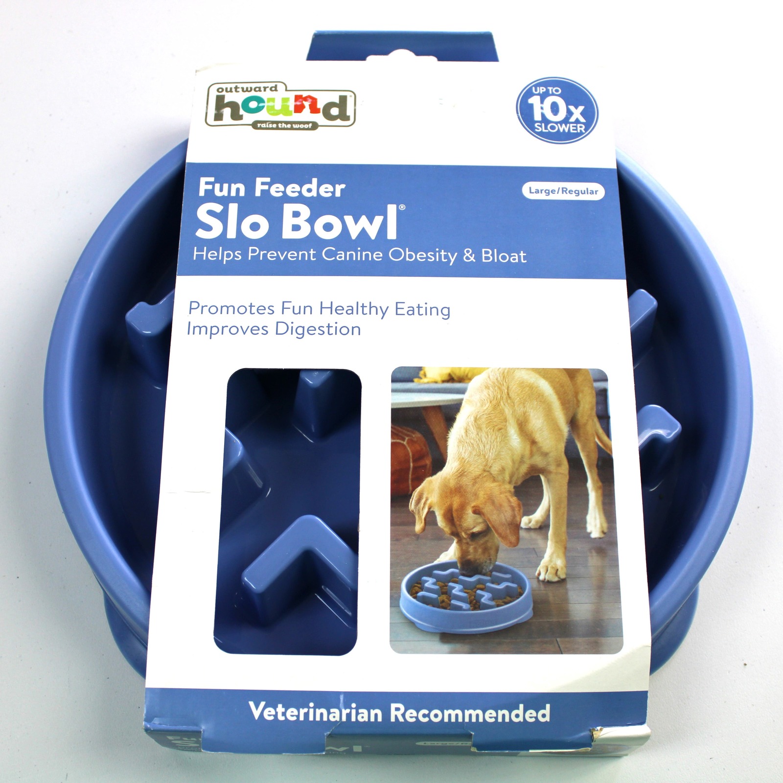 NEW Outward Hound Slo Bowl Dog Bowl Fun Slow Feeder Large/Regular Blue - $14.49