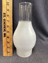 Vintage Frosted Glass Hurricane or Oil Lamp Chimney 9 3/4” High 3.50 Fitter - $15.84