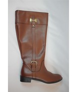 NIB Karen Scott Brown Faux Leather 8 M Wide Calf Riding Boot Side Zipper - £52.26 GBP