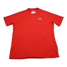 Under Armour Shirt Mens M Red Plain Loose Heat Gear Crew Neck Short Slee... - £14.14 GBP