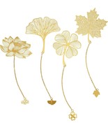 1PC Golden Leaf Hollow Metal Bookmarks with Chains (4 options) - NEW SEALED - $130.40 MXN
