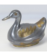 Duck Trinket Box Figurine Sculptures Pewter Brass Inlay 5 x 3-1/2 x 4-1/2&quot; - $316.46 MXN