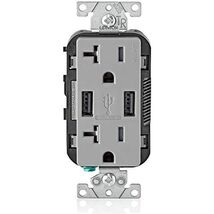 Leviton T5832-GY 20-Amp USB Charger/Tamper Resistant Duplex Receptacle, ... - $35.74