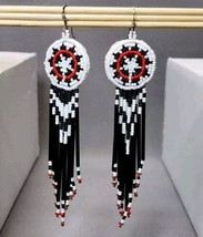 Southwestern Sterling Silver Seed Bead 4&quot; Fringe Chandelier Dangle Earri... - $26.73