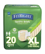 FitRight OptiFit Extra Adult Briefs with Tabs, Unisex, X-Large (56-64 In... - $21.77