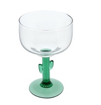 Margarita Glass with Green Cactus Stem 16oz for Succulent Lover image 2