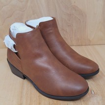 VEPOSE Women&#39;s Ankle Boots Size 7 M  Low Heels Side Zip Booties Cognac - $38.87