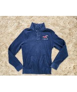 Hollister Men&#39;s Navy-Blue Henley Neckline Collared Sweater Shirt Size: L... - $144.45 MXN