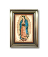  Virgen de Guadalupe. Brushed Aluminum Plate. 7.5&quot; X 5.5&quot; Gold PVC Frame - £8.00 GBP