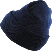 Thick Beanie Skull Cap Winter Cuffed Ski Knit Hat Color Navy - $14.99