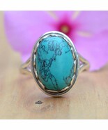 Blue Turquoise Ring Women Sterling Silver Statement Chunky Ring Handmade... - $54.00