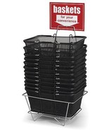 12 Black Wire Mesh Tote Retail Store Shopping Baskets w/ Stand &amp; Sign - €90,29 EUR