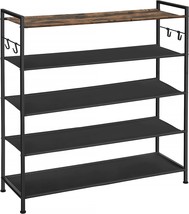 Songmics Shoe Rack Storage Organizer 5 Tier, Black Metal Shoe Rack Storage - £35.95 GBP