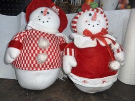 Mr &amp; Mrs Snowman Merry Christmas Plush Fabric Holiday Table Decor Weight... - £15.68 GBP