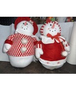 Mr &amp; Mrs Snowman Merry Christmas Plush Fabric Holiday Table Decor Weight... - £15.84 GBP